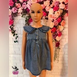 Baby Denim Sleeveless Dress with Ruffle Collar✨🎀